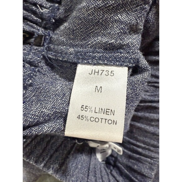 THML Linen Cotton Denim Wide Leg Pant With Embroidered Lace Design Medium - Picture 6 of 9